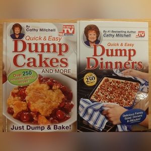 2 Cookbooks Dump Dinners & Dump Cakes by Cathy Mitchell